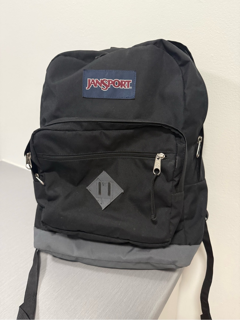 Jansport Black/Grey Backpack Lightweight School Travel Bookbag